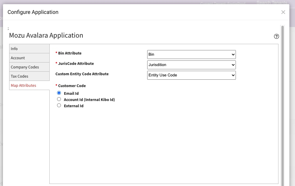The Map Attributes tab of the configuration module
