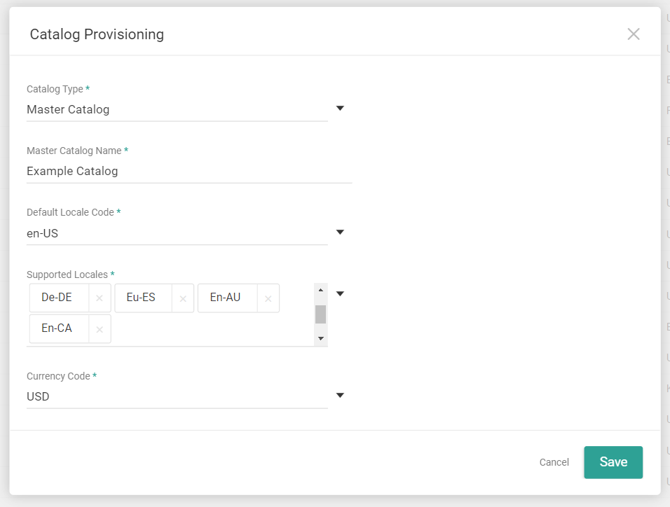 Close-up of the catalog creation settings with an example catalog