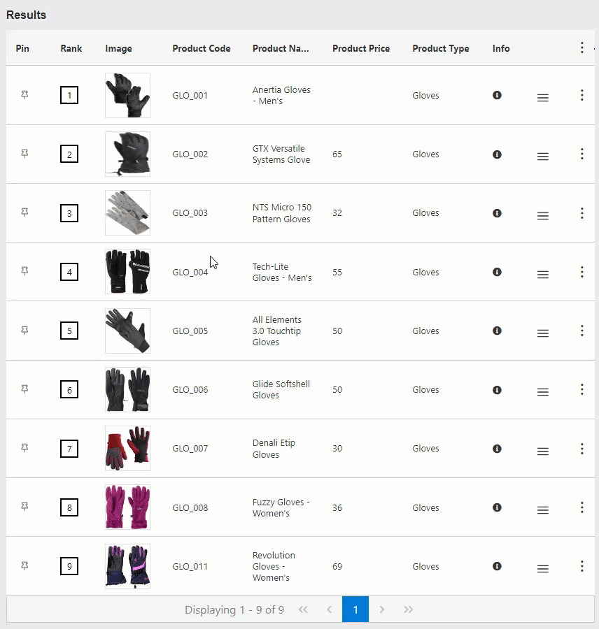 Gif of changing the ranking of a result by dragging