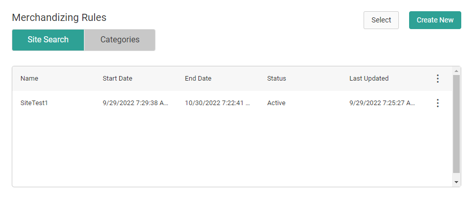The Merchandizing Rules configuration section