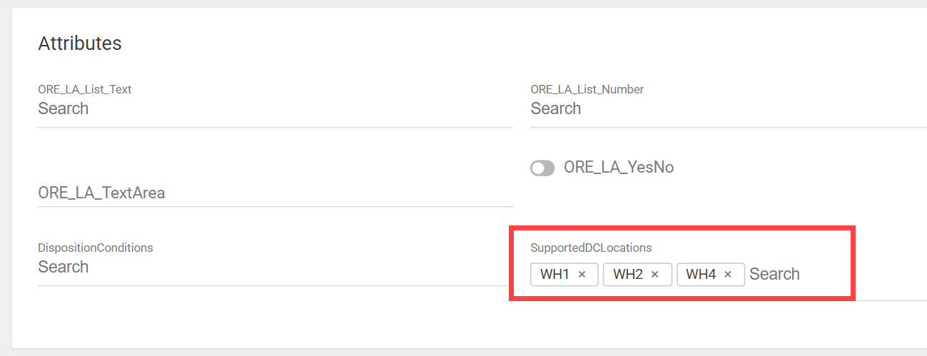 The attribute on an example location