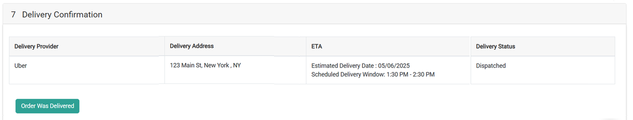 The Delivery Confirmation step
