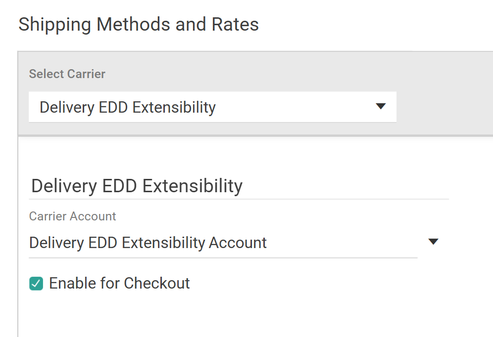 An example delivery carrier setting