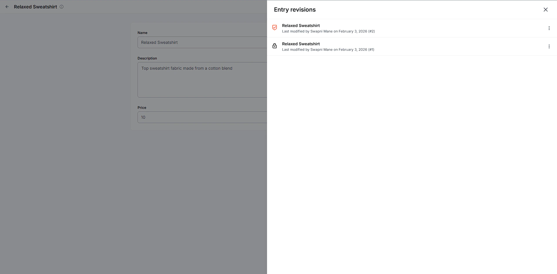 Content Entry Revision