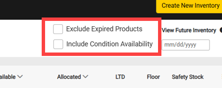 The two toggles in the top right of the inventory screen