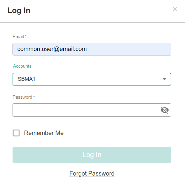 The Log In screen with an option for accounts
