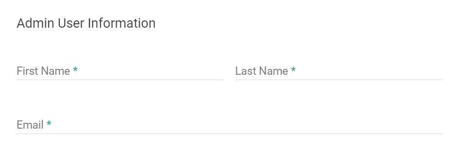 The Admin User Information form for B2B account settings