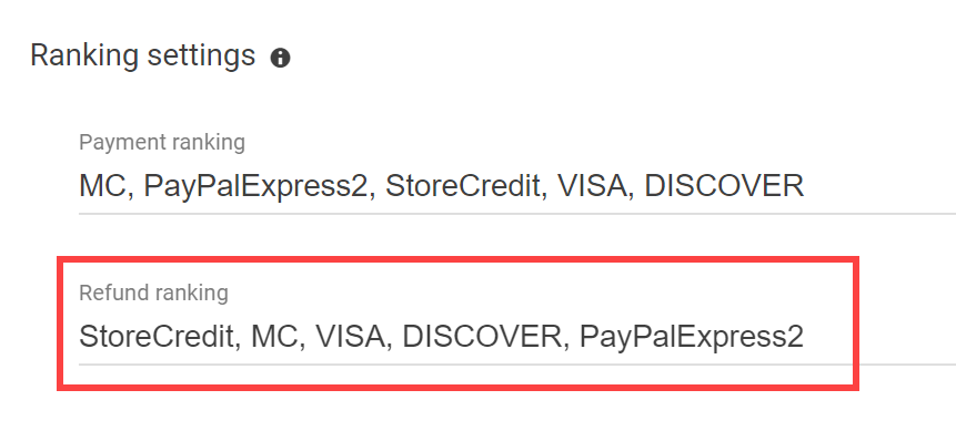Close-up of example refund rankings