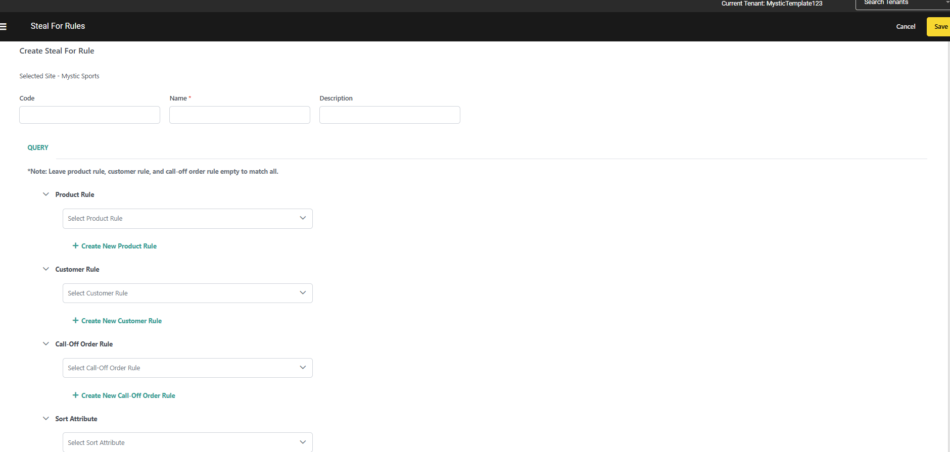 Create Steal For Rule Form
