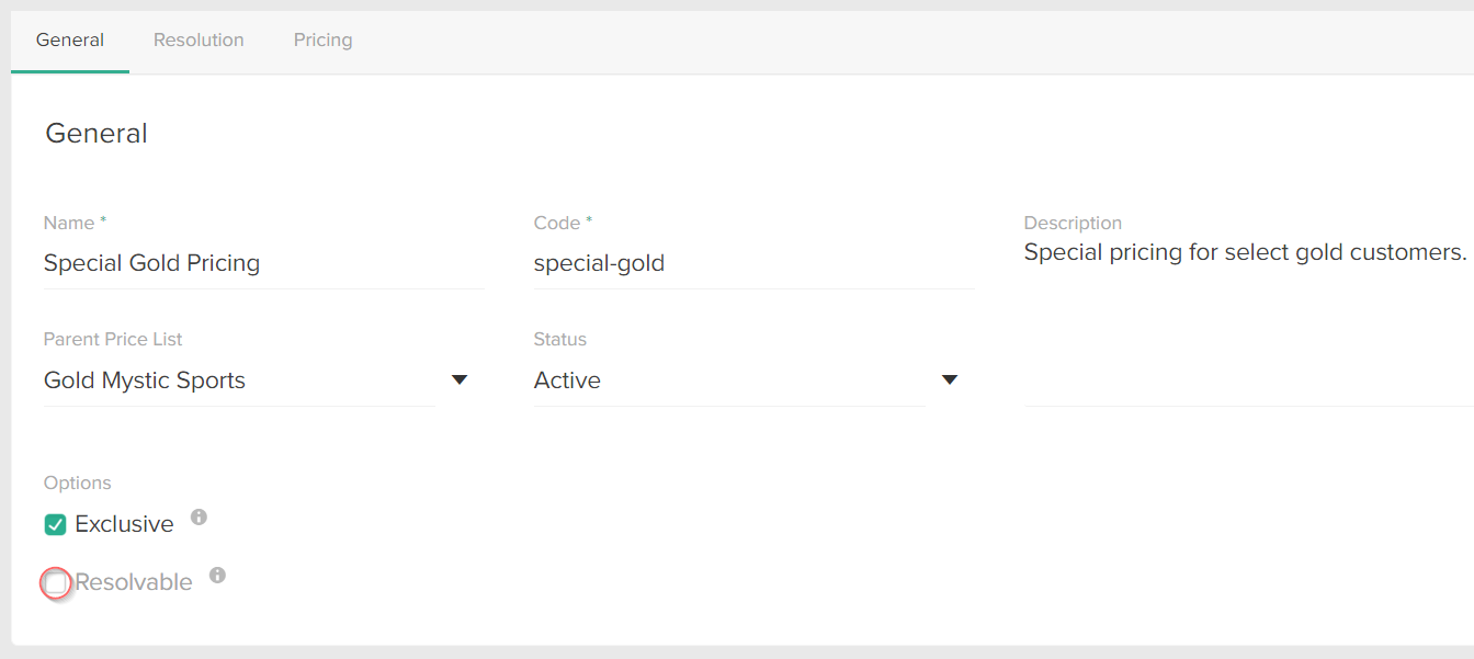 The General site settings with a callout for the Resolvable toggle