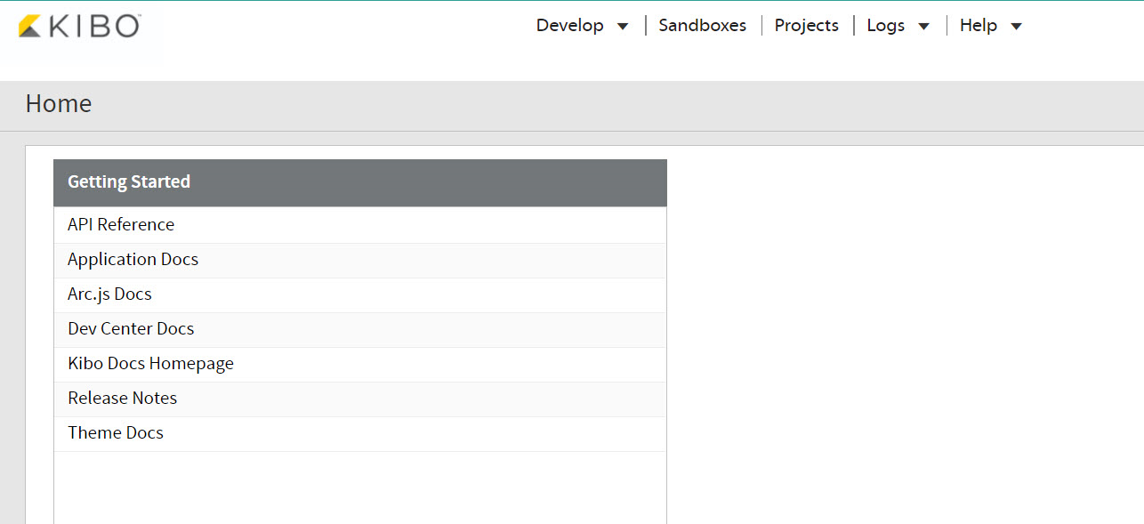 The Dev Center homepage and navigation menu
