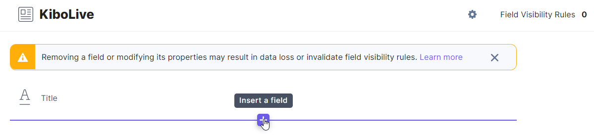Insert a field link displays with plus sign