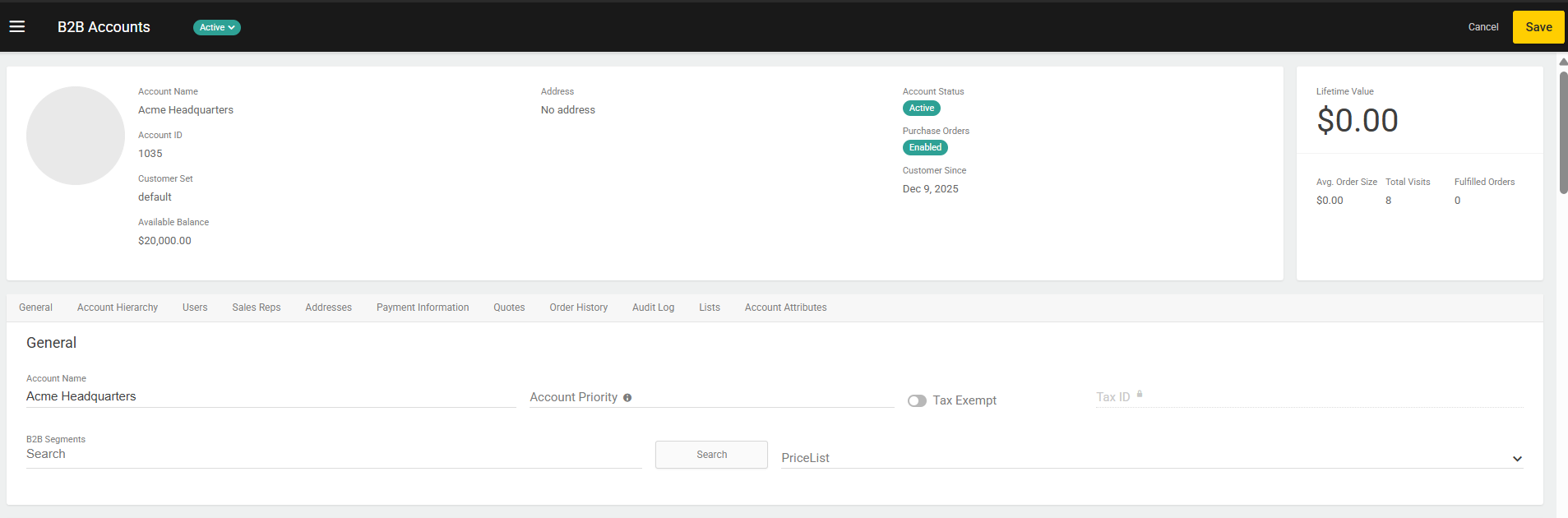 View And Edit Existing Account