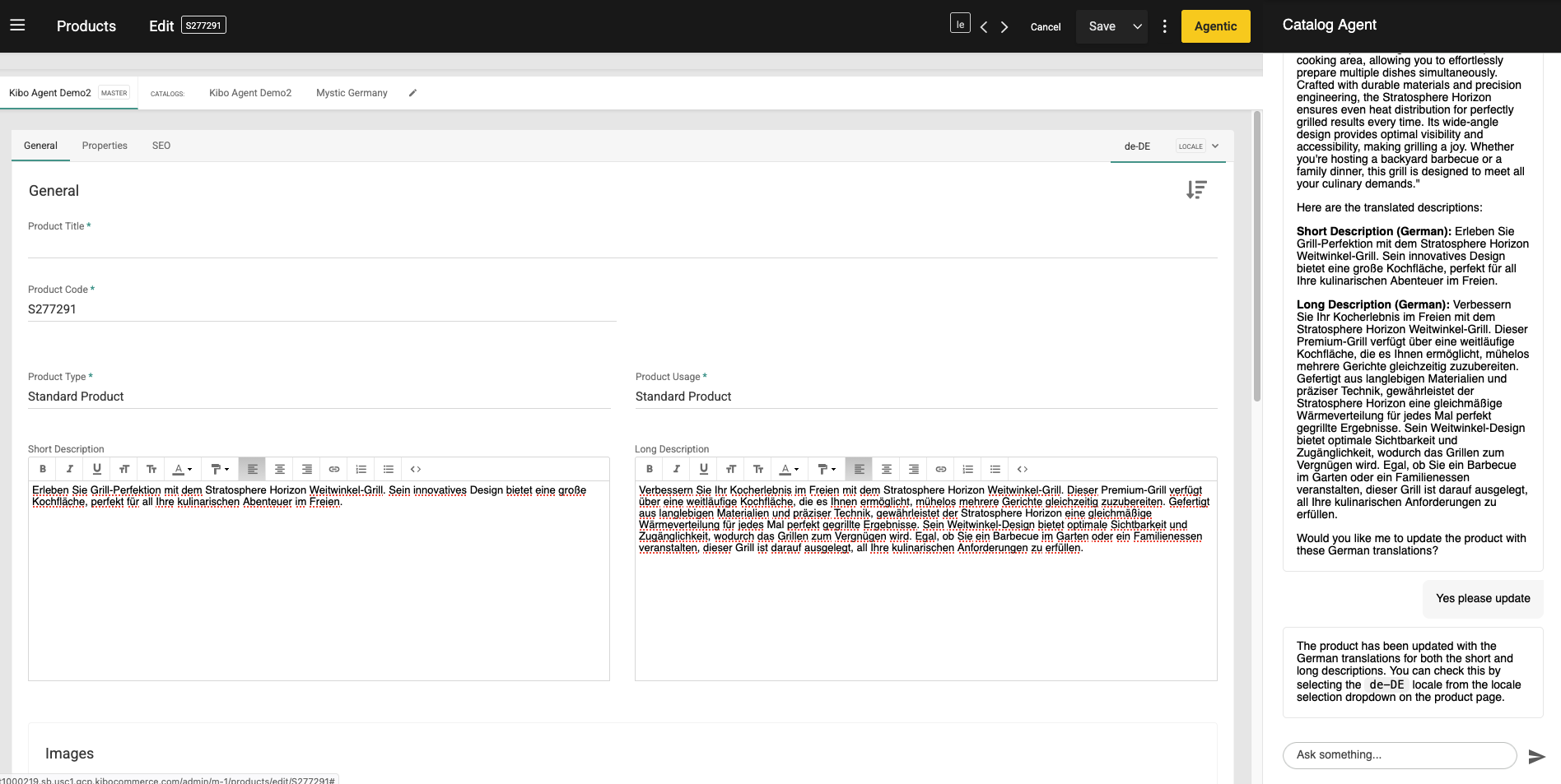 German translations applied to product
