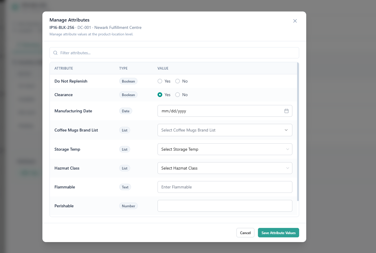 Manage Inventory Attributes