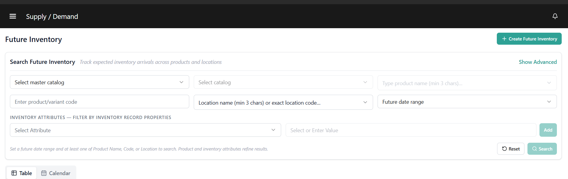 Create Future Inventory Page