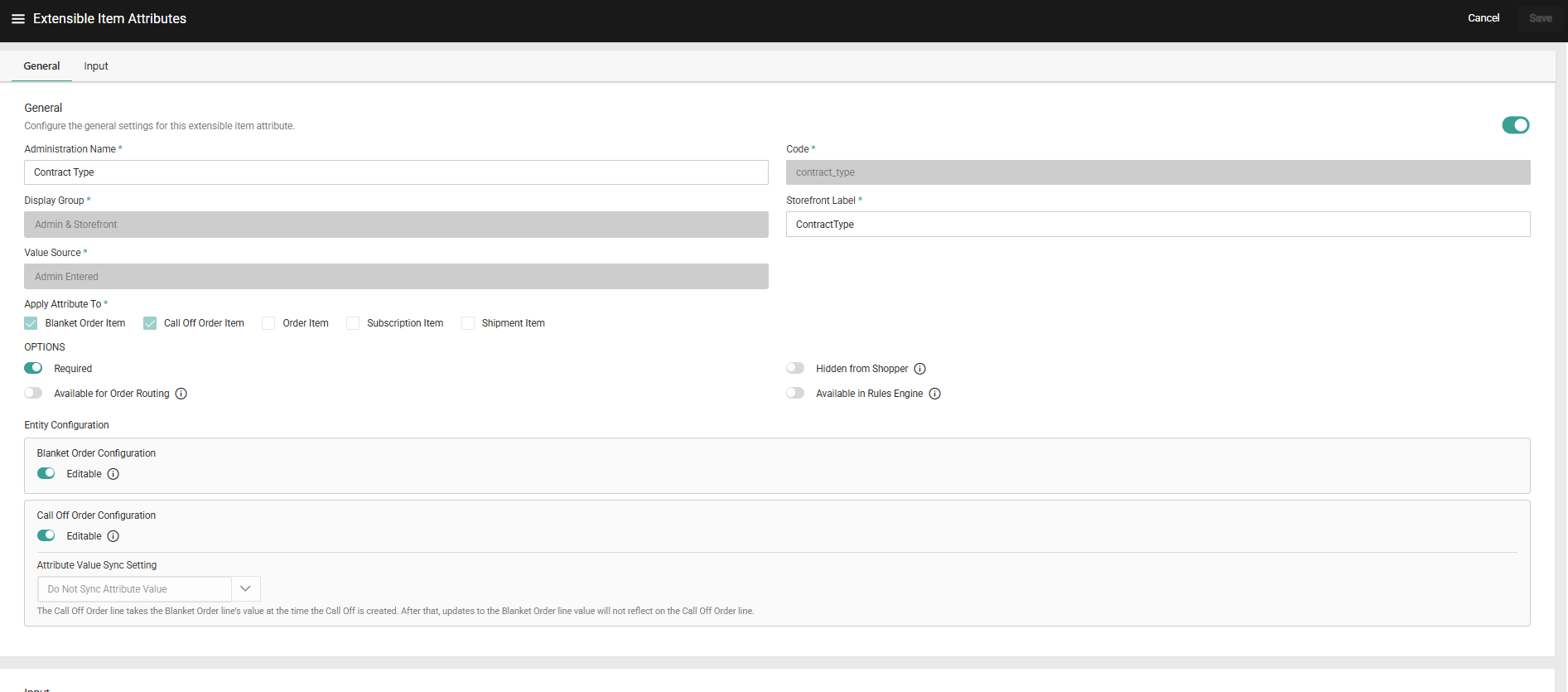 Extensible Item Attribute Filled Form