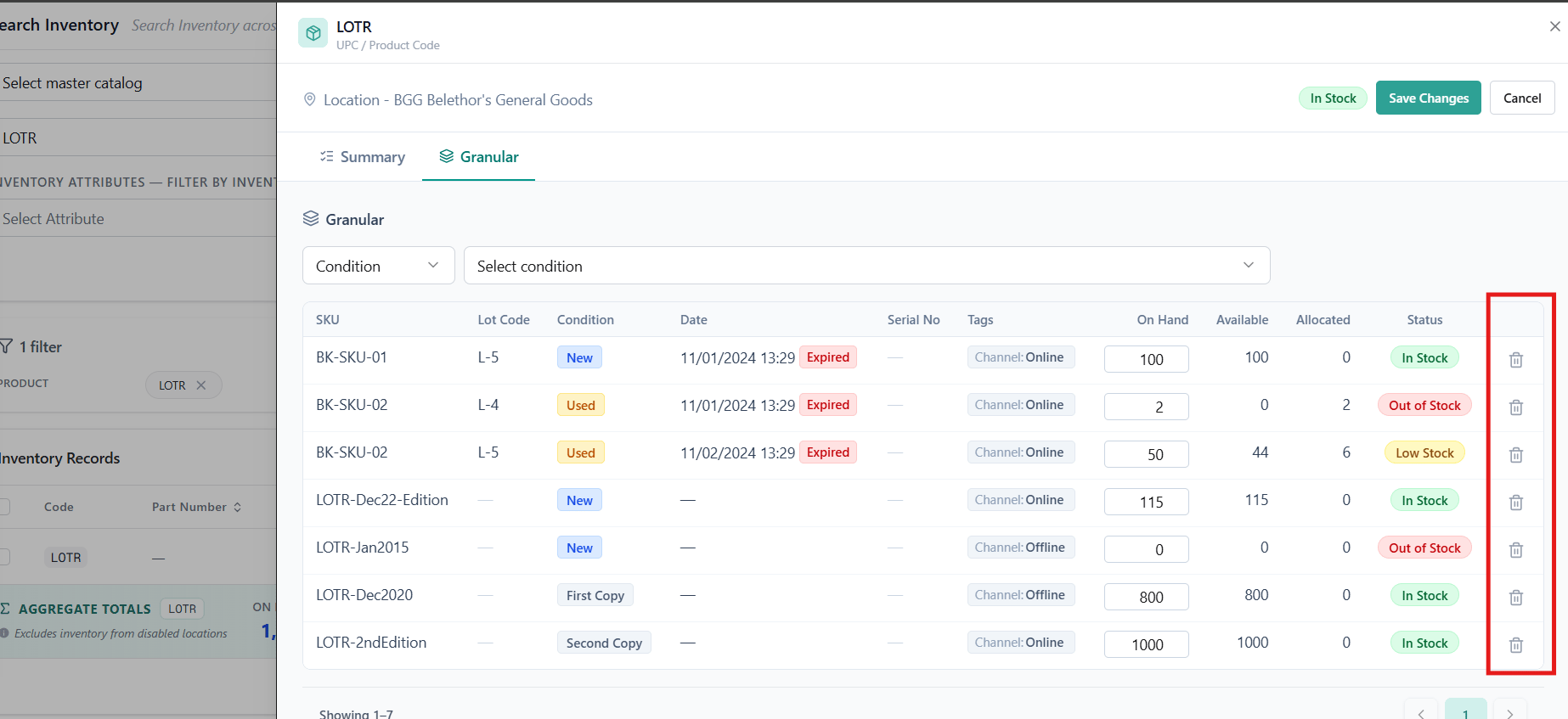 Deletegranularinventory Maininventorypage