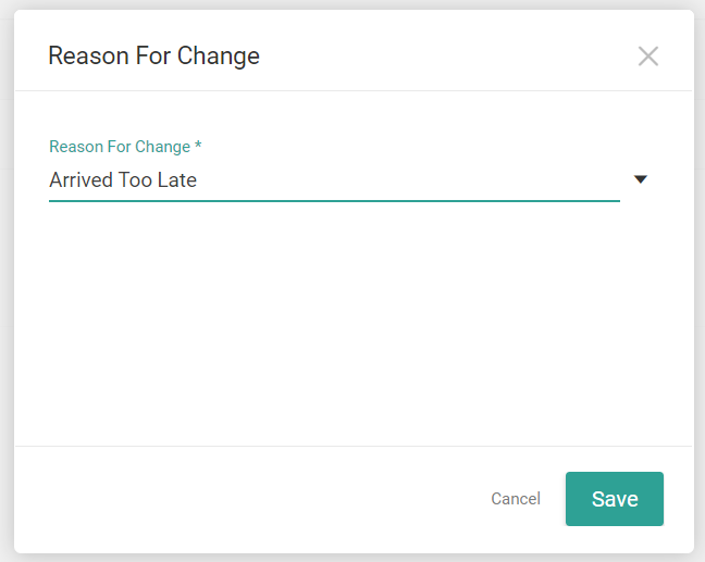 Pop-up prompting the user to select an appeasement reason
