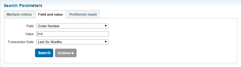 Example of CyberSource search parameters