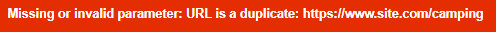 A missing or invalid parameter error message