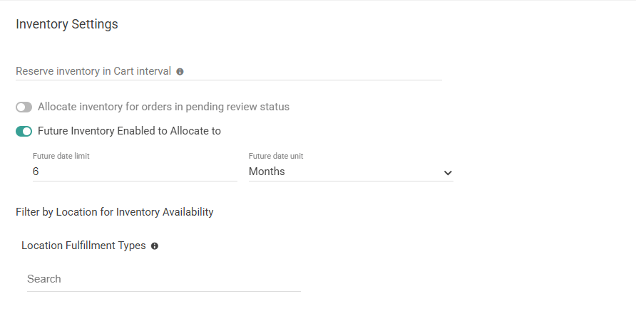 Inventory Settings On Site Settings
