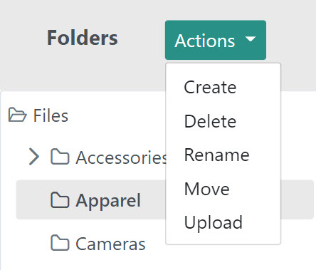 The drop-down folder options