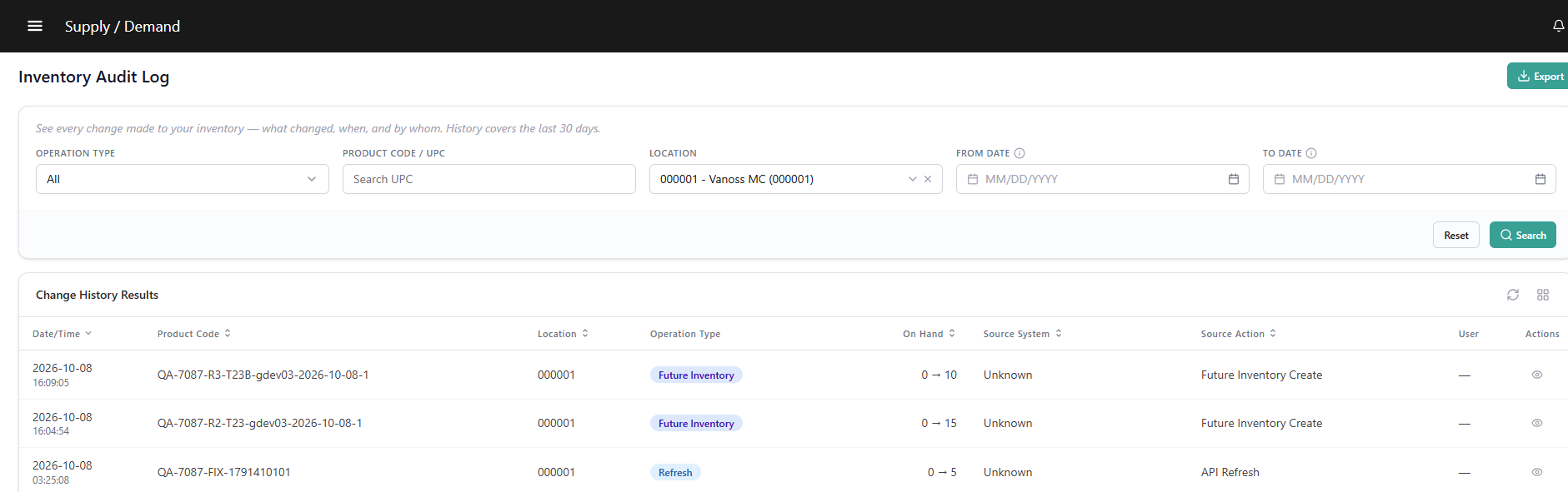 Inventory Audit Grid View
