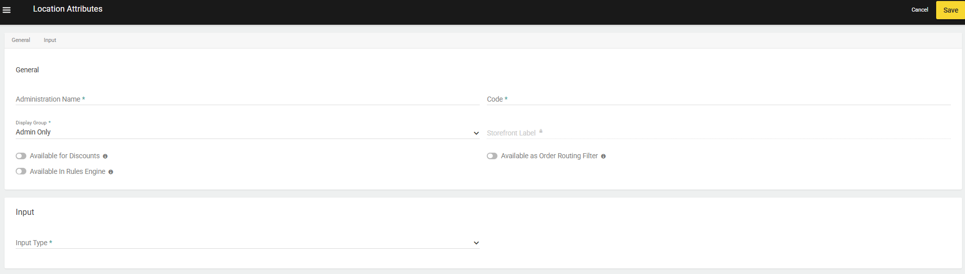Location Attribute Create Page