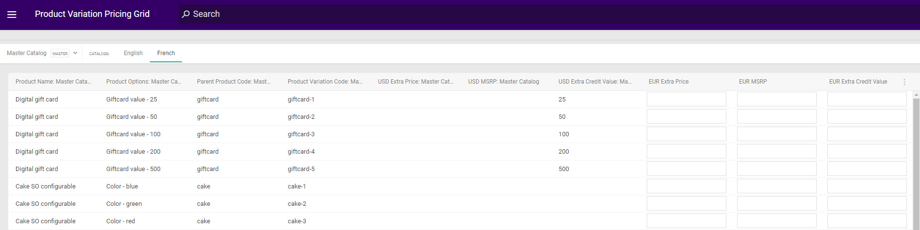 The Product Variation Pricing Grid