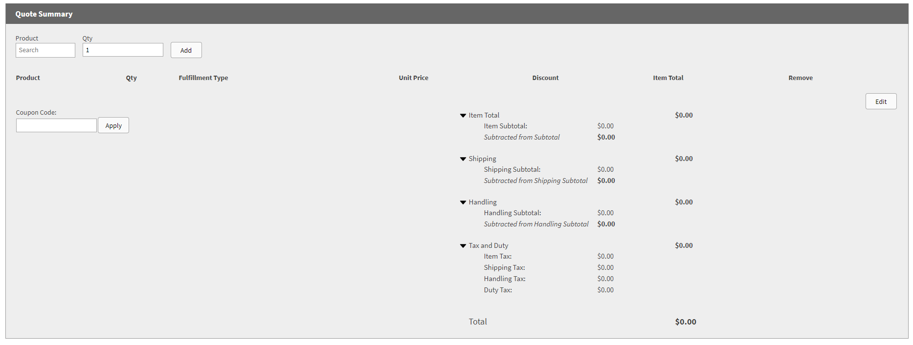 Example of a more detailed quote summary