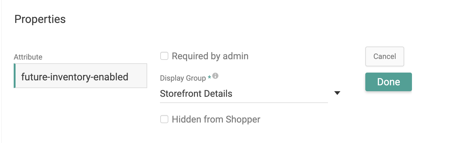 The Add Properties modal with future-inventory-enabled selected