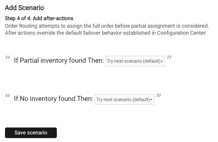 The final page of the group creation process where after-actions are configured
