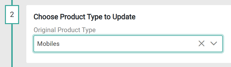 The Choose a Product Type to Update step with "Subscriptions" selected