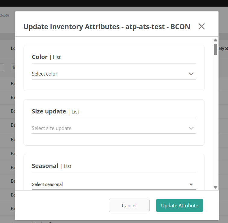 View and update Inventory Attributes on Inventory UI