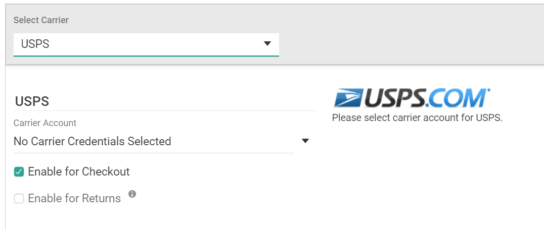 Example of USPS carrier configurations