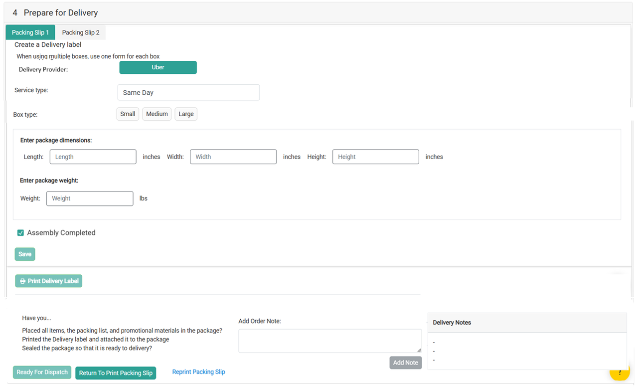 The Prepare for Delivery step