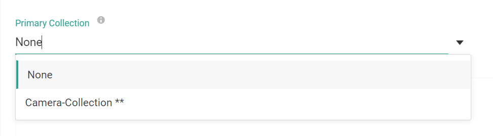 Close-up of the Primary Collection field and a drop-down menu of collection options