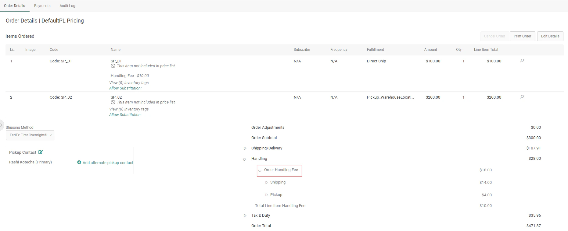 Handling Fee Configuration Image2