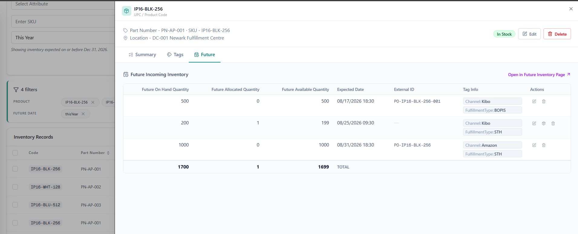 View Future Tab Main Inventory