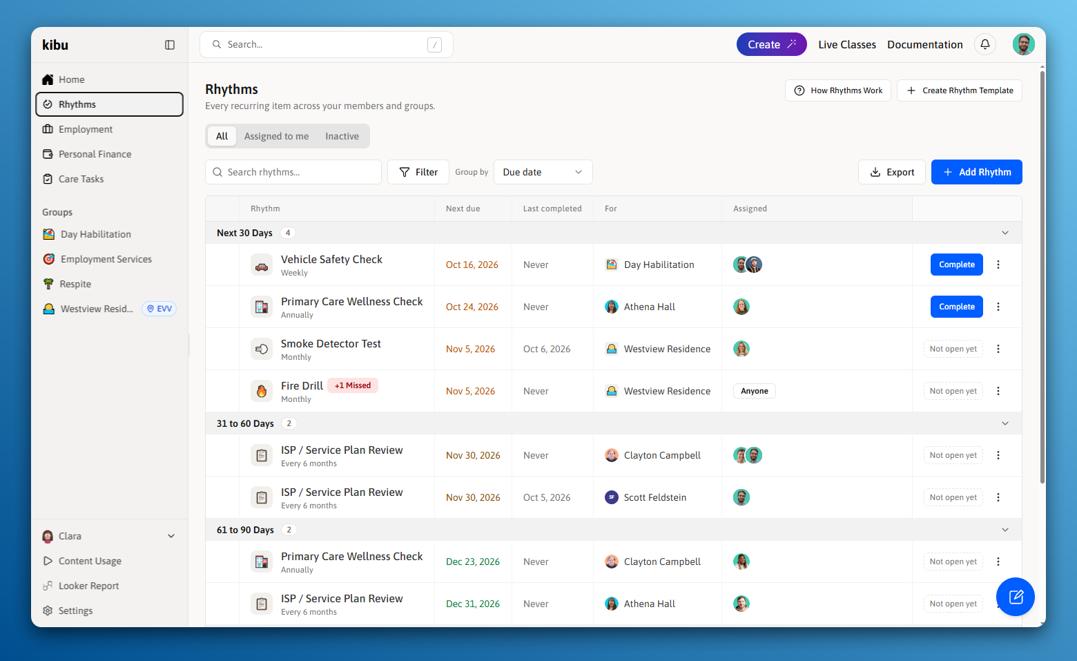 Rhythms Dashboard