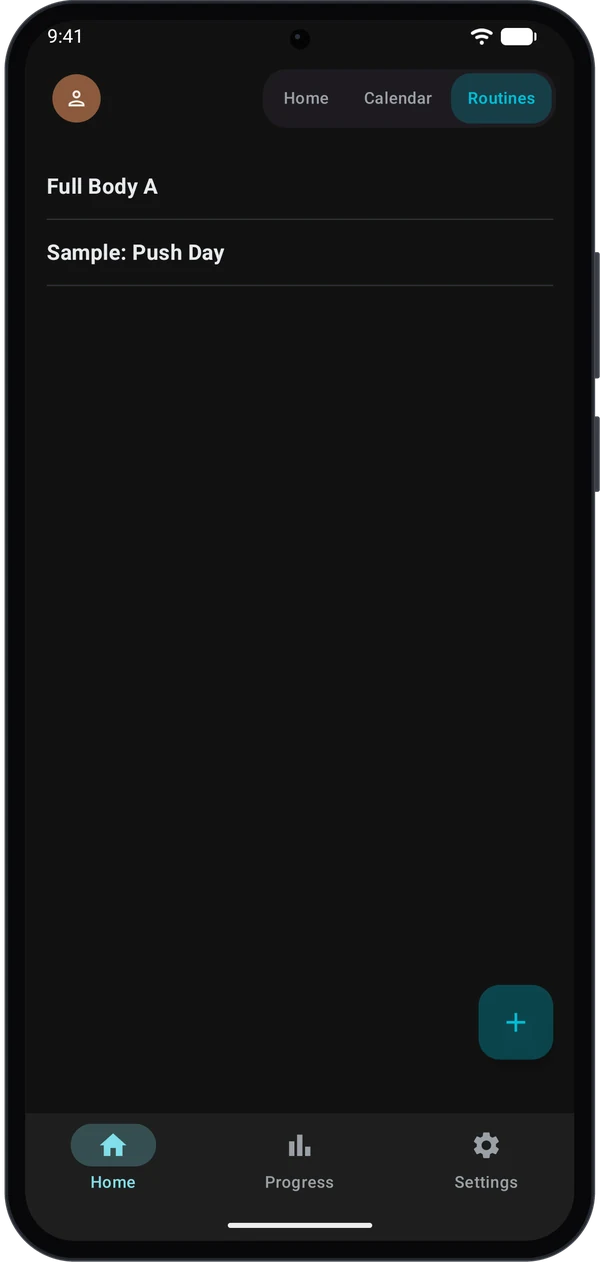 Routines list showing the new Full Body A routine
