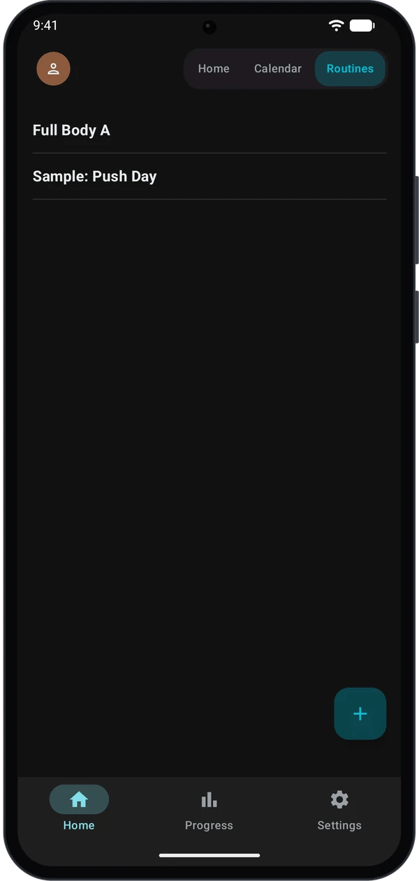 Routines list showing the new Full Body A routine