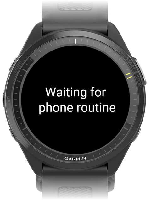 Garmin watch showing Waiting for phone routine