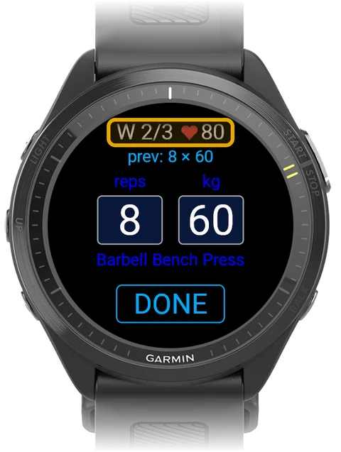 Set entry screen with the W 2/3 set type line highlighted