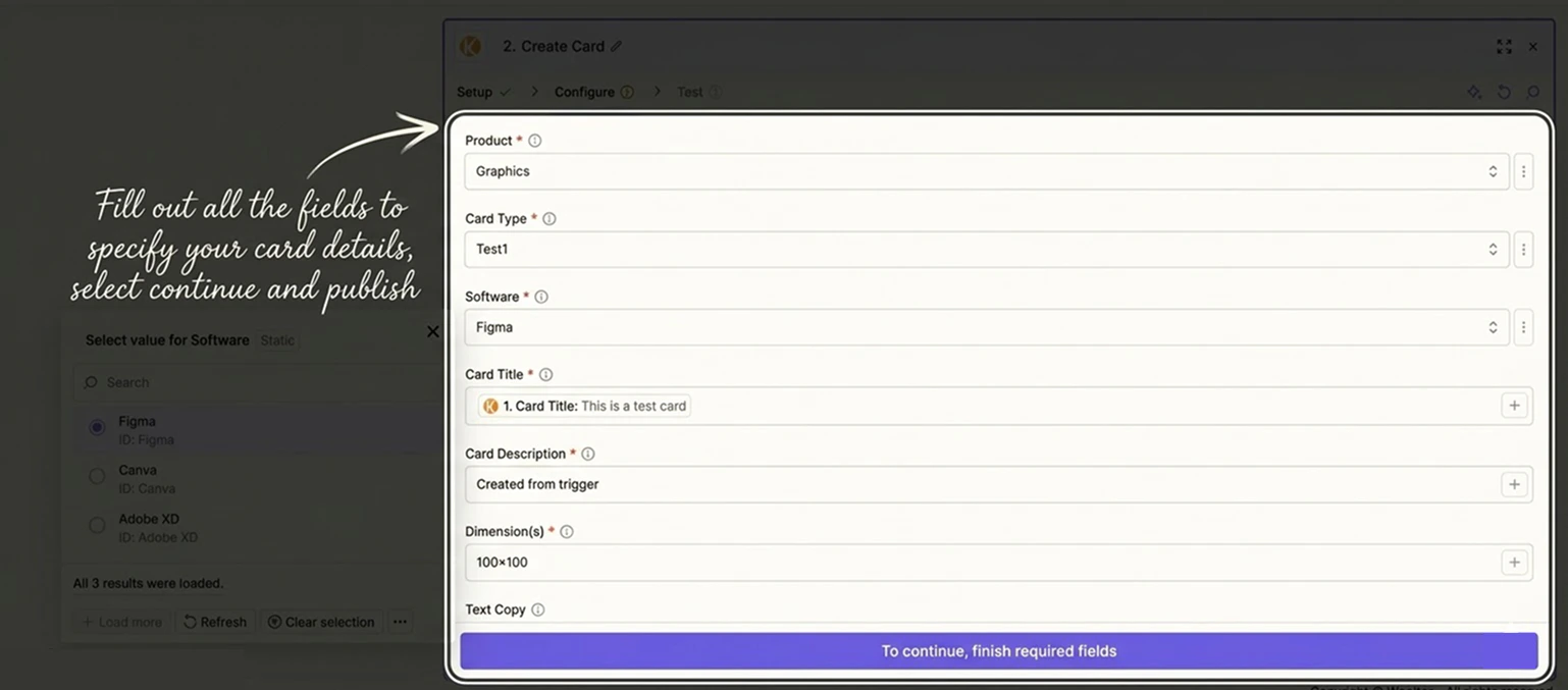 add task configuration in Zapier