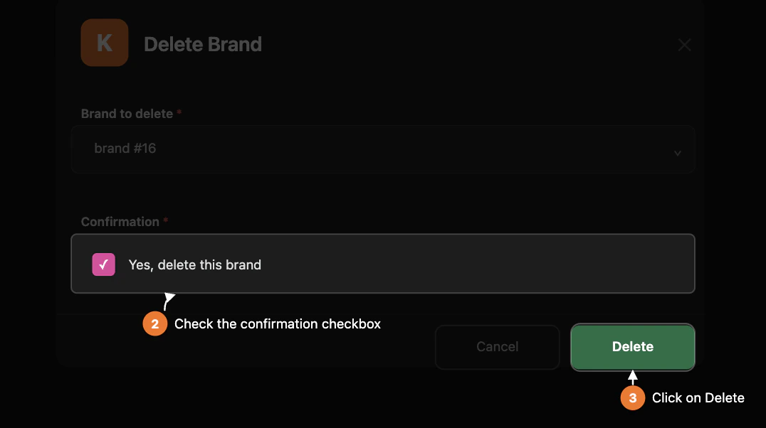 Select brand to delete