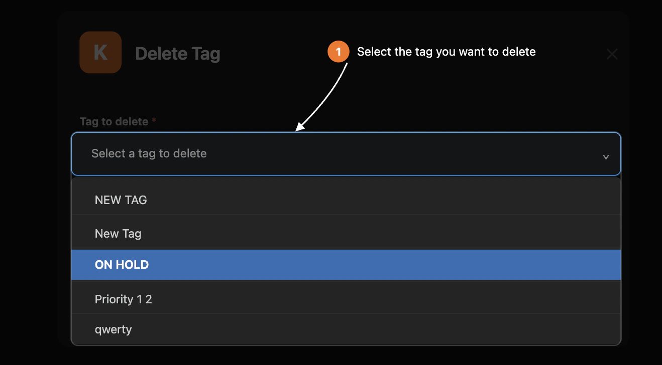 Run delete tag command