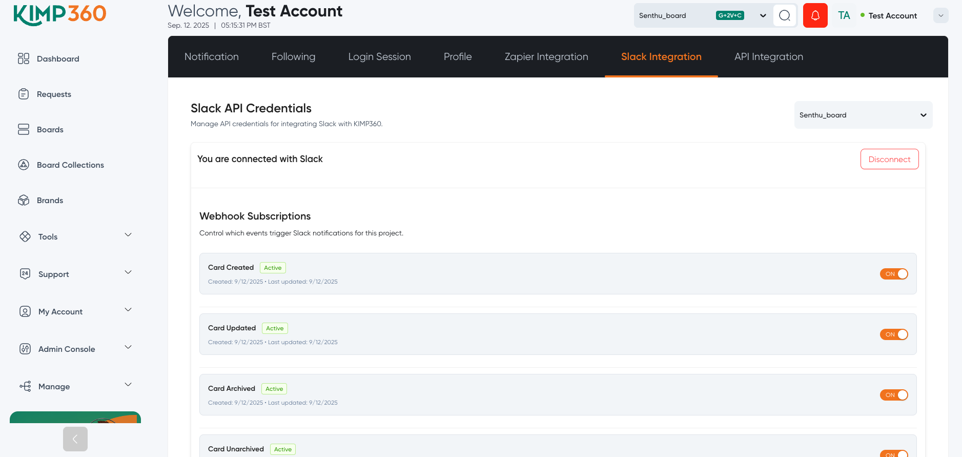 Kimp360 API key
page