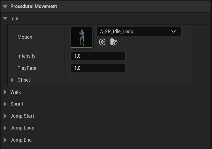 Procedural movement settings